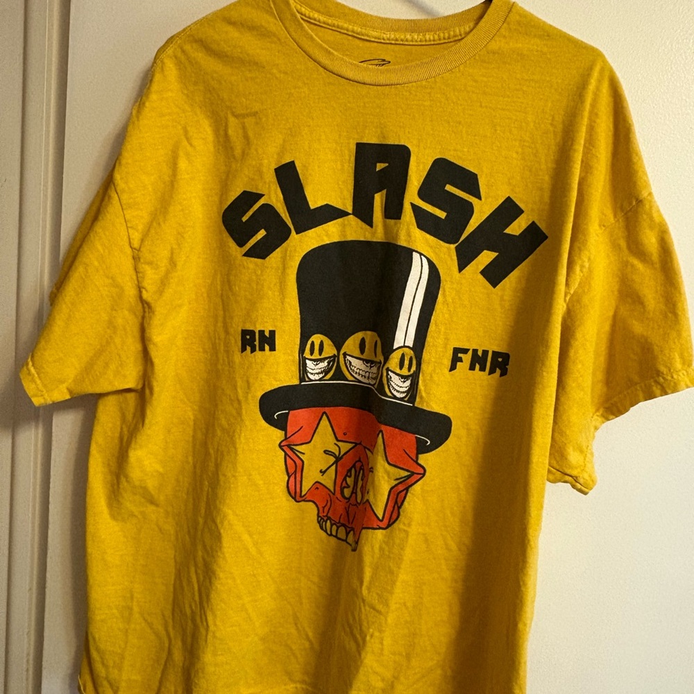 Yellow Graphic T-Shirt with Slash Design